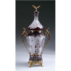MONUMENTAL RUBY CUT TO CLEAR COVERED VASE