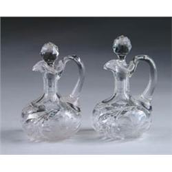 TWO CUT GLASS CRUETS