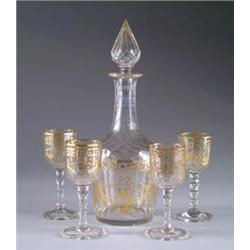 CUT & ENAMELED CRYSTAL WINE SET