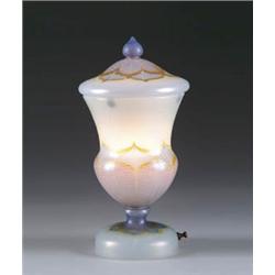 RARE ART GLASS COVERED URN LAMP