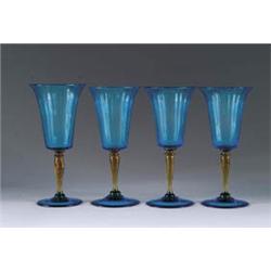 SET OF FOUR STEUBEN GOBLETS