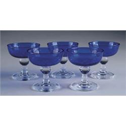 FIVE COBALT AND CLEAR SHERBETS