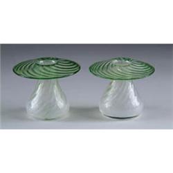 PAIR OF ART GLASS CANDLESTICKS