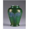 Image 1 : TIFFANY GREEN DECORATED VASE