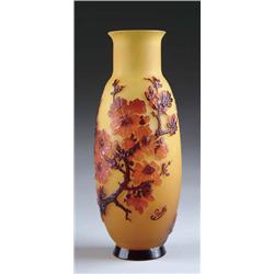 GALLE MOLD BLOWN CHERRY VASE