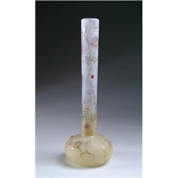 MONUMENTAL DAUM VASE WITH DRAGONFLY