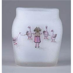 DAUM GOOSE & LITTLE GIRL VASE