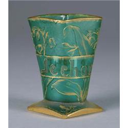 DAUM CAMEO & GILT MINI VASE