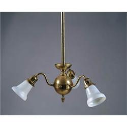 BRASS HANGING FIXTURE WITH THREE SHADES