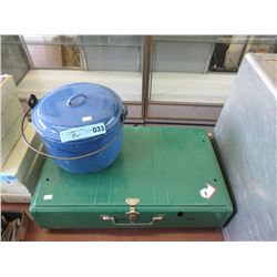 Coleman Camp Stove & Enamel Pot