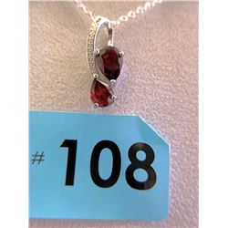 Loop Style Garnet & Diamond Necklace
