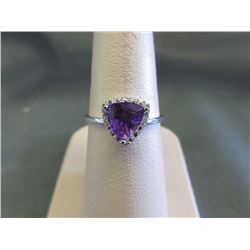 Amethyst & Diamond Solitaire Ring