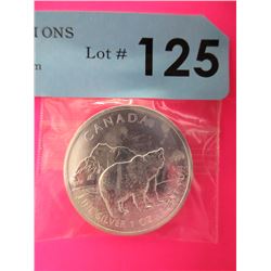 Silver 2011 Grizzly Bear Canada Maple Leaf Coin