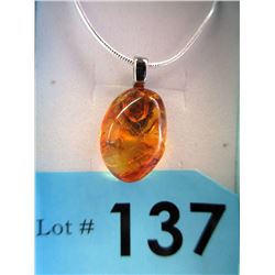 Orange Baltic Amber Necklace w/ Insect Inclusion