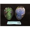 Image 1 : 2 Art Glass Glow in the Dark Jellyfish Paperweights