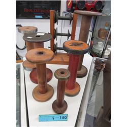 Collection of 7 Vintage Wood Spools