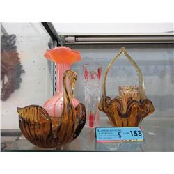 5 Pieces of Vintage Art Glass
