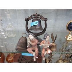 Stone Shelf Ornaments & 3 Metal Bells