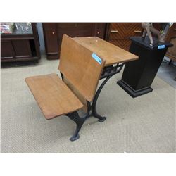 Vintage School Desk with Cast Metal Base