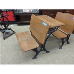 Vintage School Desk with Cast Metal Base