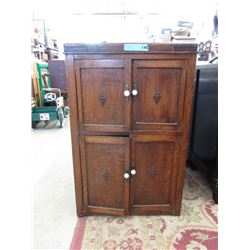 Vintage 4-Door Oak Cabinet w/Porcelain Knobs ca1910