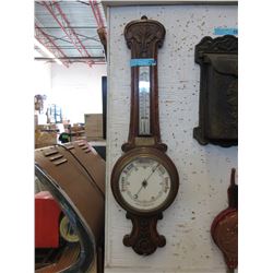 Vintage Aneroid Barometer in Carved Wood Frame