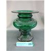 Image 1 : Mid-Century Green to Clear Art Glass Vase