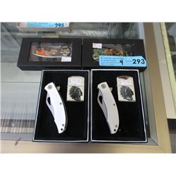 4 New Folding Knives - 2 with Lighters