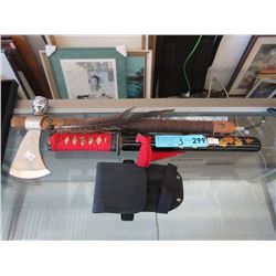 Tomahawk Pipe, Throwing Knives & Short Sword