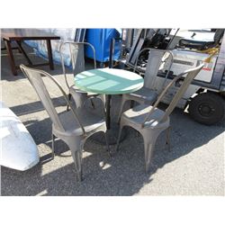 1960/1970s Metal Patio Table w/ 4 Metal Chairs