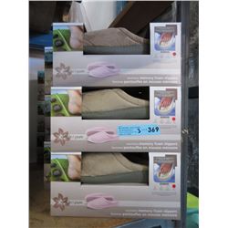 3 Pairs of New Brown Memory Foam Slippers-Size XL