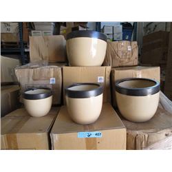 New 4 Piece Set of Glazed Ceramic Plant Pots