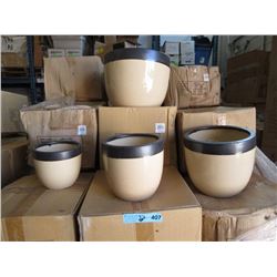 New 4 Piece Set of Glazed Ceramic Plant Pots