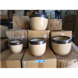 New 4 Piece Set of Glazed Ceramic Plant Pots