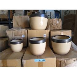 New 4 Piece Set of Glazed Ceramic Plant Pots