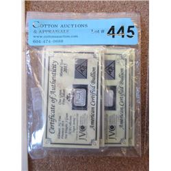 9 One Gram 99.9 Fine Silver Bars