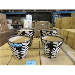 Two New 2 Piece Sets of Glazed Ceramic Plant Pots