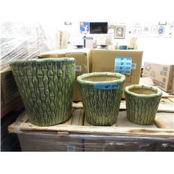 2 New 3 Piece Sets of Indoor Ceramic Plant Pots