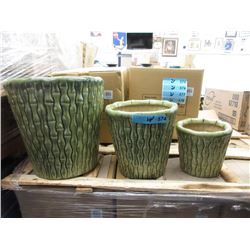 2 New 3 Piece Sets of Indoor Ceramic Plant Pots