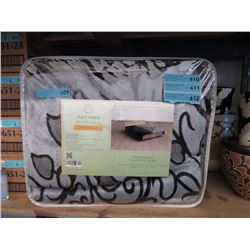 New Queen Size Grey & Black Sherpa Blanket