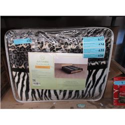 New Queen Size Animal Stripe Sherpa Blanket