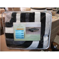 New Queen Size Geometric Pattern Sherpa Blanket