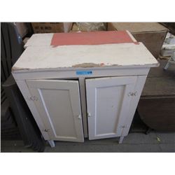 Vintage Painted Pine 2-Door Jelly Cupboard ca1920