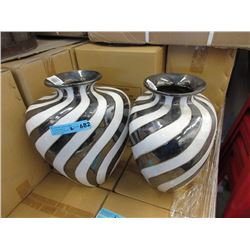 Pair of New Metallic Stripe Glazed Ceramic Vases