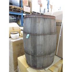 Metal Bound Wood Barrel - No Bottom or Top