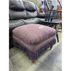 Vintage Upholstered Ottoman with Wood Legs