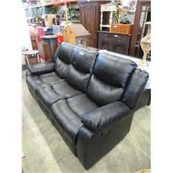 New Black Leather Manual Reclining Sofa