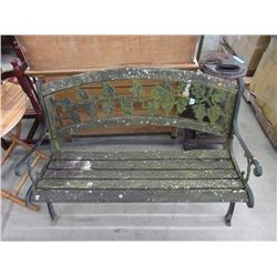 Wood Garden Bench with Cast Metal Ends