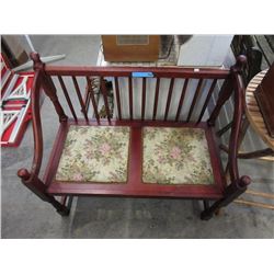 Spindle Back Wood Bench with Tapestry Seats