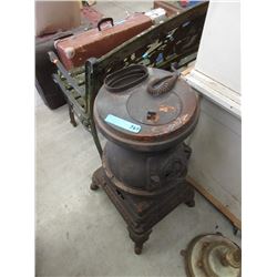 Vintage Cast Iron Pot Belly Stove